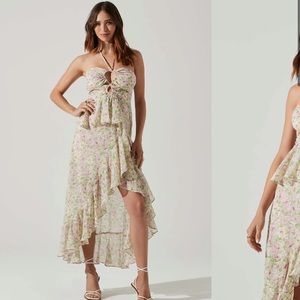 ASTR the label floral asymmetrical dress
